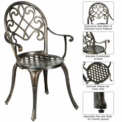 3 Pieces Outdoor Set Patio Bistro with Attached Removable Ice Bucket - Bronze - Patio Conversation Sets