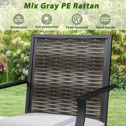 3 Pieces Outdoor Swivel Bar Set High Top Patio Bar Table and Rattan Wicker Chairs - Patio Conversation Sets
