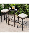 3 Pieces Outdoor Swivel Bar Set PE Rattan Bar Height Table with 2 Chairs-White - White - Patio Bar Furniture