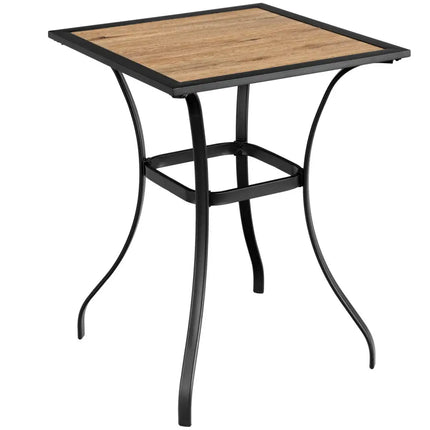 3 Pieces Patio Bar Set with 2 Bar Stools and 1 Square Table - Beige - Patio Dining Sets