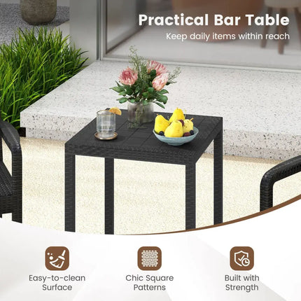 3 Pieces Patio Bar Set with 2 Stools and 1 Bar Table-Black - Black - Patio Bar Furniture