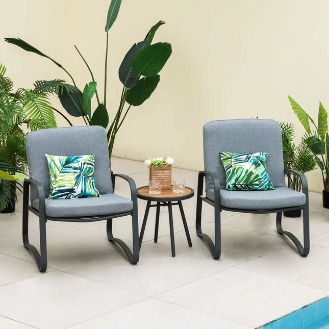 3 Pieces Patio Bistro Conversation Set with Waterproof DPC Tabletop - Patio Conversation Sets