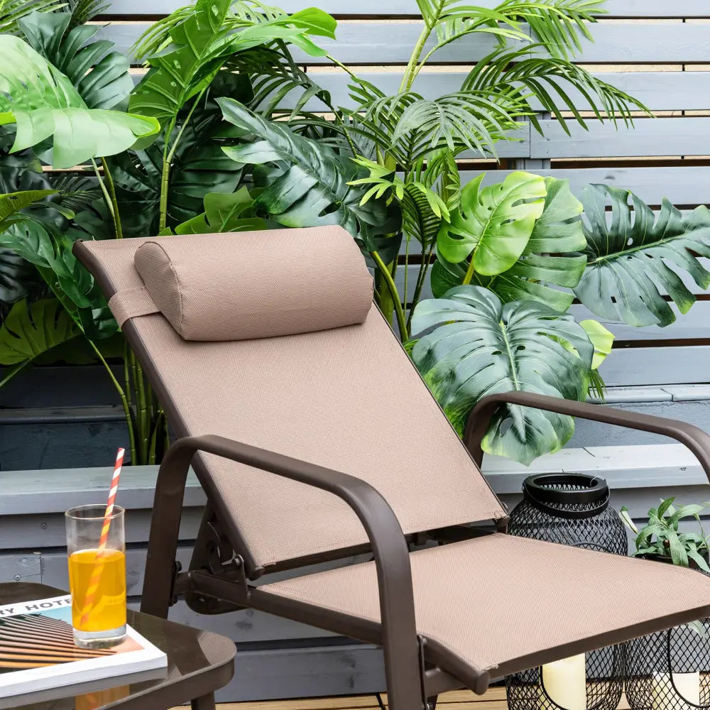 3 Pieces Patio Bistro Furniture Set with Adjustable Backrest-Coffee - Brown - Patio Conversation Sets
