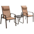 3 Pieces Patio Bistro Furniture Set with Adjustable Backrest-Coffee - Brown - Patio Conversation Sets