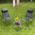 3 Pieces Patio Bistro Furniture Set with Adjustable Backrest-Gray - Gray - Patio Conversation Sets
