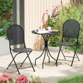 3 Pieces Patio Bistro Set Outdoor Conversation Furniture Table and Folding Chair - Black - Patio Dining Sets