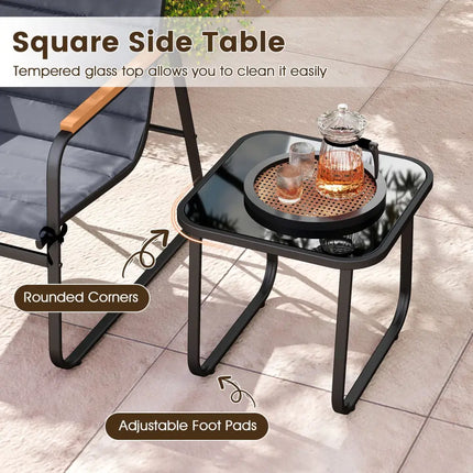 3 Pieces Patio Bistro Set Outdoor Fabric Conversation Set-Gray - Gray - Patio Conversation Sets