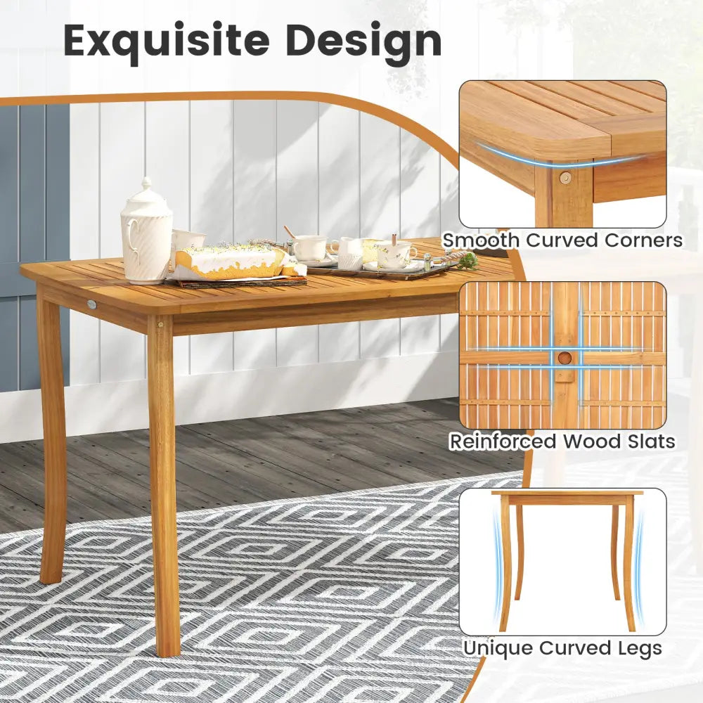 3 Pieces Patio Dining Set with Acacia Wood Outdoor Table and Benches - Patio Dining Sets
