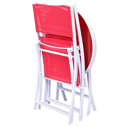 3 Pieces Patio Folding Bistro Set for Balcony or Outdoor Space-Red - Red - Patio Conversation Sets