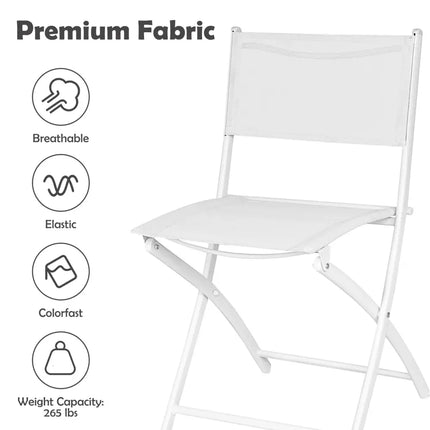 3 Pieces Patio Folding Bistro Set for Balcony or Outdoor Space-White - White - Patio Conversation Sets