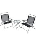 3 Pieces Patio Folding Chair Set Outdoor Metal Conversation Set - Black - Patio Furniture Sets