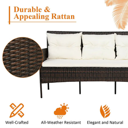 3 Pieces Patio Furniture Sectional Set with 5 Cozy Seat and Back Cushions-White - White - Patio Conversation Sets