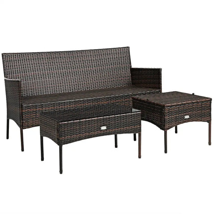 3 Pieces Patio Furniture Sectional Set with 5 Cozy Seat and Back Cushions-White - White - Patio Conversation Sets