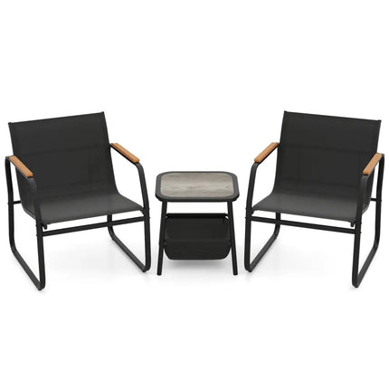 3 Pieces Patio Furniture Set Outdoor Bistro Conversation Set-Black - Black - Camping Furniture