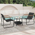 3 Pieces Patio Furniture Set Outdoor Bistro Conversation Set-Black - Black - Camping Furniture