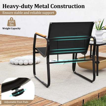 3 Pieces Patio Furniture Set Outdoor Bistro Conversation Set-Black - Black - Camping Furniture