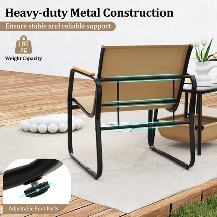 3 Pieces Patio Furniture Set Outdoor Bistro Conversation Set-Brown - Brown - Camping Furniture