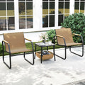 3 Pieces Patio Furniture Set Outdoor Bistro Conversation Set-Brown - Brown - Camping Furniture