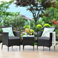 3 Pieces Patio Furniture Set Outdoor Wicker Rattan Set-Gray - Gray - Patio Conversation Sets