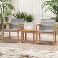 3 Pieces Patio Furniture Set with Chair - Natural - Patio Conversation Sets