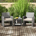 3 Pieces Patio Furniture Set with Tempered Glass Coffee Table and Soft Seat Cushions-White - White - Patio Conversation