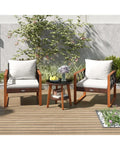 3 Pieces Patio Furniture Set with Tempered Glass Top Table and Soft Cushions-Off White - Off White - Patio Conversation