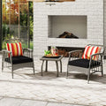 3 Pieces Patio PE Wicker Furniture Set with 5-Level Adjustable Backrest-Gray - Gray - Patio Conversation Sets
