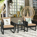3 Pieces Patio Rattan Bistro Cushioned Furniture Set - Brown - Patio Conversation Sets