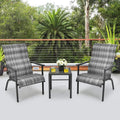 3 Pieces Patio Rattan Bistro Set with High Backrest and Armrest-Gray - Gray - Patio Conversation Sets