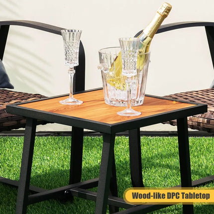 3 Pieces Patio Rattan Conversation Set with Quick Dry Lumbar Pillows - Brown - Patio Conversation Sets