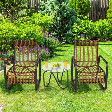 3 Pieces Patio Rattan Conversational Furniture Set - Brown - Patio Conversation Sets