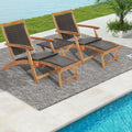 3 Pieces Patio Rattan Folding Lounge Chair Set of 2 with Acacia Wood Table - Brown - Outdoor Chaise Lounges