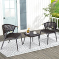 3 Pieces Patio Rattan Furniture Set for Backyard Poolside-Brown and Black - Brown - Patio Conversation Sets