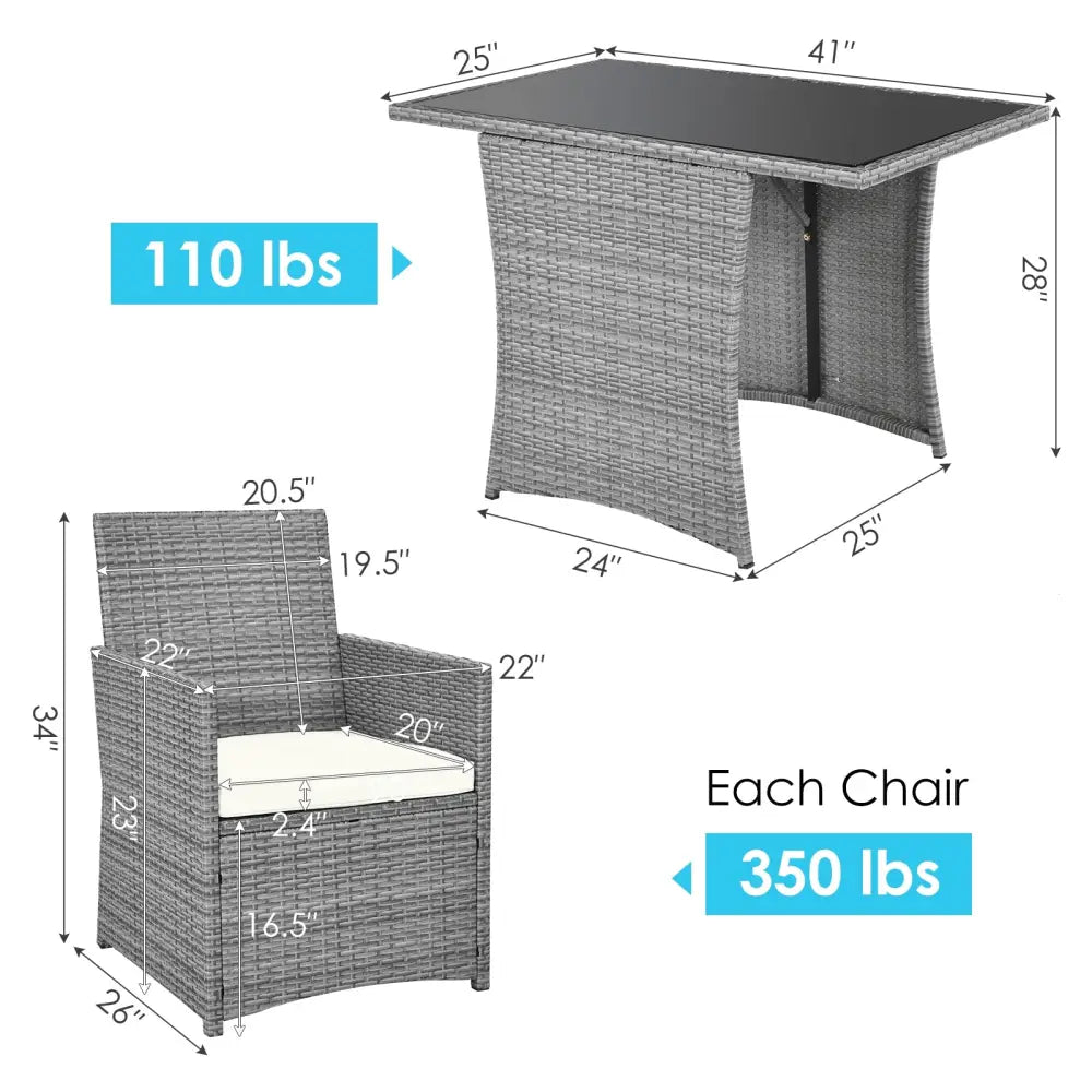 3 Pieces Patio Rattan Furniture Set with Cushioned Armrest Sofa-White - White - Patio Conversation Sets
