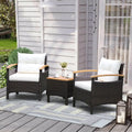 3 Pieces Patio Rattan Furniture Set with Removable Cushion-Off White - Off White - Patio Conversation Sets