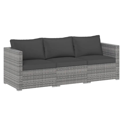 3 Pieces Patio Sectional Sofa Set PE Rattan Modular Couch Furniture Set with Soft Cushions-Black - Black - Outdoor