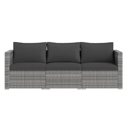3 Pieces Patio Sectional Sofa Set PE Rattan Modular Couch Furniture Set with Soft Cushions-Black - Black - Outdoor