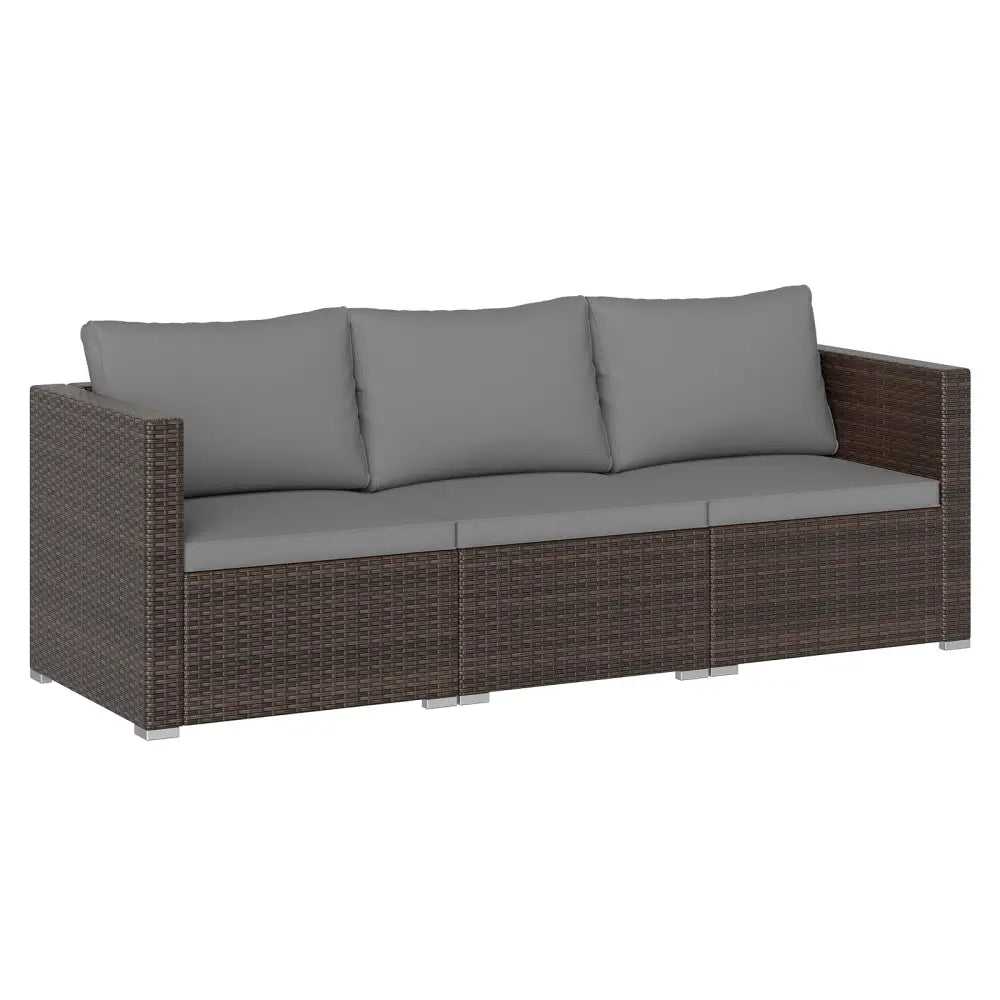 3 Pieces Patio Sectional Sofa Set with Soft Cushions-Gray - Gray - Outdoor Sectionals