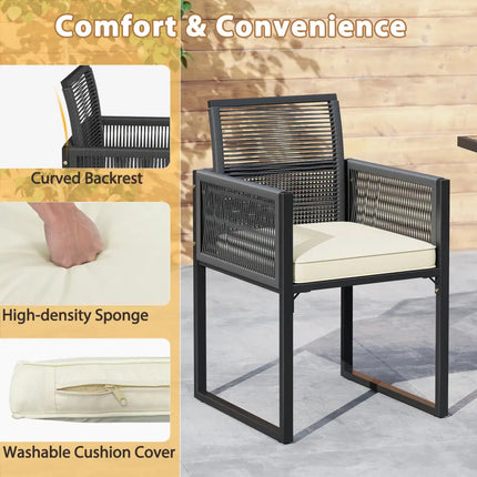 3 Pieces Patio Tempered Glass Top Table and Chairs Set for Porch Backyard-White - White - Patio Conversation Sets