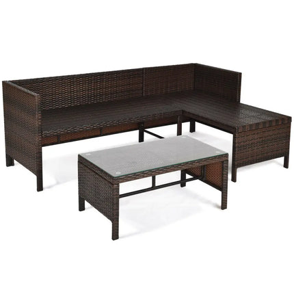 3 Pieces Patio Wicker Rattan Sofa Set-Beige - Beige - Patio Conversation Sets