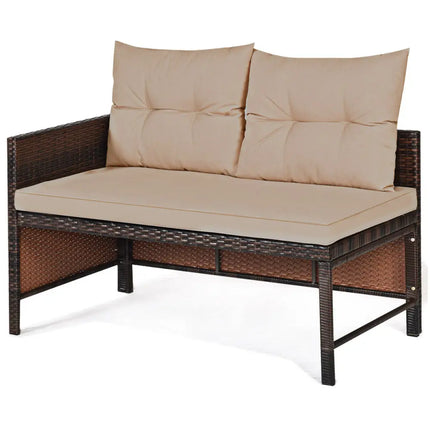 3 Pieces Patio Wicker Rattan Sofa Set-Beige - Beige - Patio Conversation Sets