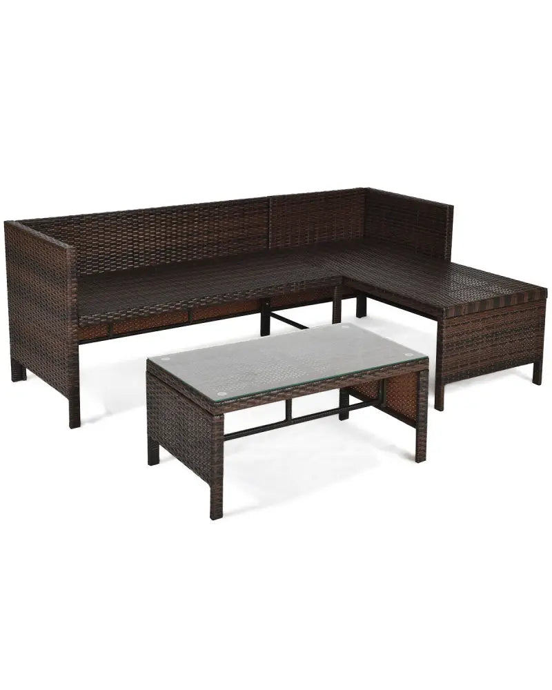 3 Pieces Patio Wicker Rattan Sofa Set-Gray - Gray - Patio Conversation Sets