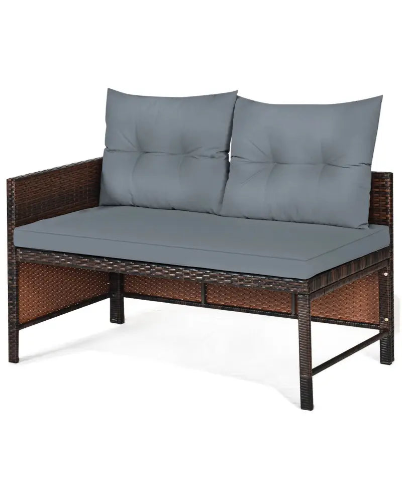 3 Pieces Patio Wicker Rattan Sofa Set-Gray - Gray - Patio Conversation Sets
