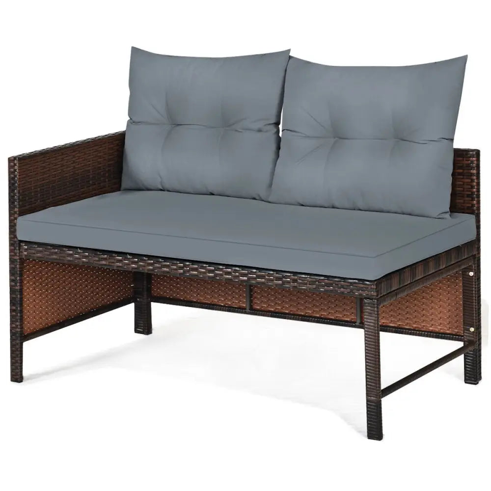 3 Pieces Patio Wicker Rattan Sofa Set-Gray - Gray - Patio Conversation Sets