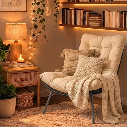 3 Pieces PE Rattan Conversation Set with Cushioned Papasan Chairs-Beige - Beige - Patio Conversation Sets