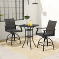 3 Pieces PE Wicker Patio Swivel Bar Set with Quick-Drying Foam-Black - Black - Patio Bar Furniture