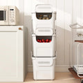 3 Pieces Plastic Storage Bins Stackable with Front Door and Side Handles-White - White - Dressers & Chests