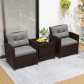 3 Pieces Rattan Patio Furniture Set with Washable Cushion-Gray - Gray - Patio Conversation Sets