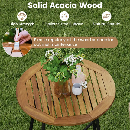 3 Pieces Rope Woven Patio Bar Set with Soft Cushions and Acacia Wood Tabletop-Beige - Beige - Patio Bar Furniture