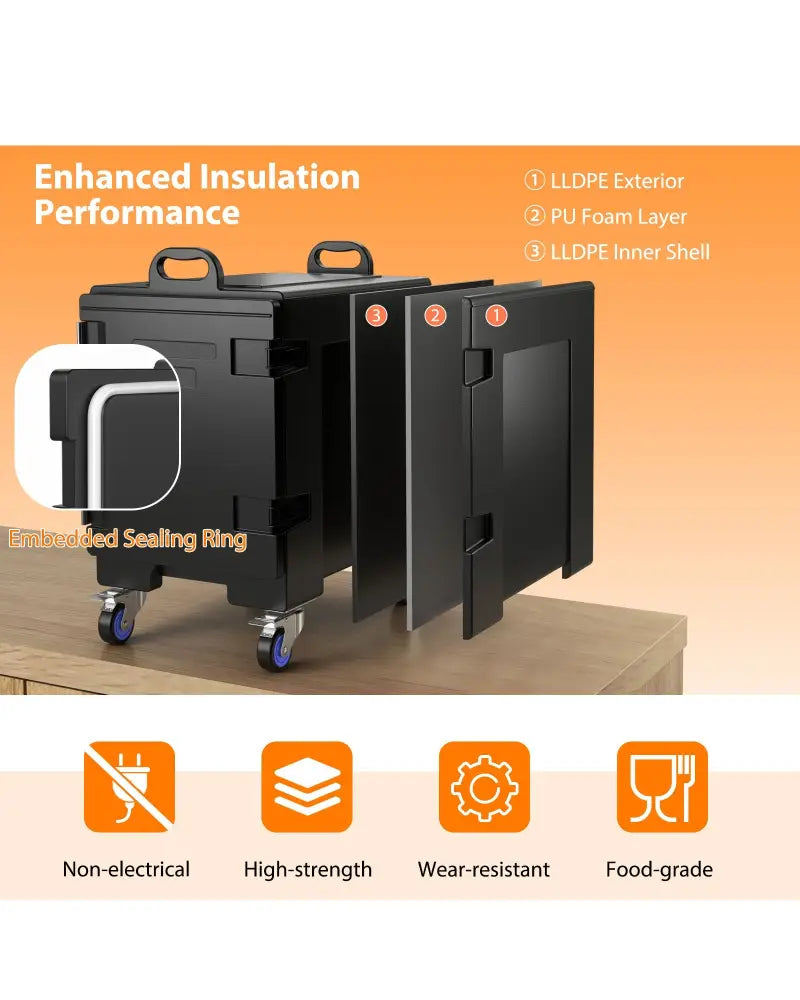 3 Pieces Stackable Insulated Food Pan Carrier 81 Quart LLDPE Food Box Carrier - Food Warmers & Burners